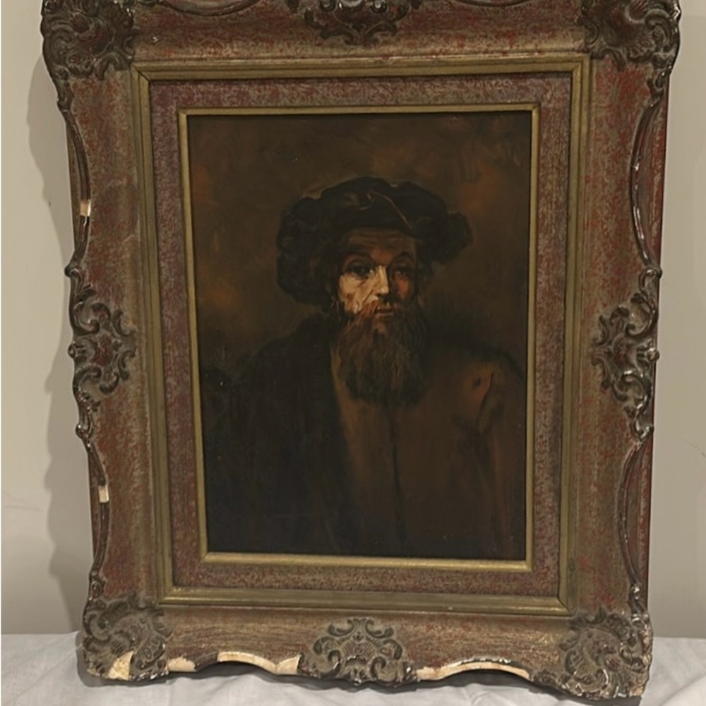 Oil painting "A Bearded Man in a Cap," also known as"A Jewish Rabbi"